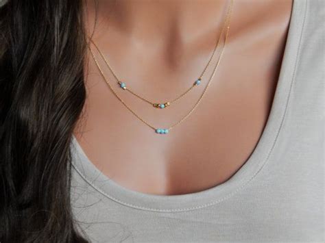 Layered Opal Necklace Dainty Gold Necklace Dainty Opal Etsy Canada