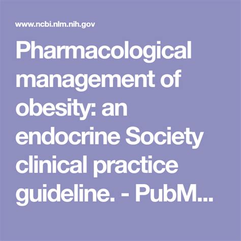 Pharmacological Management Of Obesity An Endocrine Society Clinical
