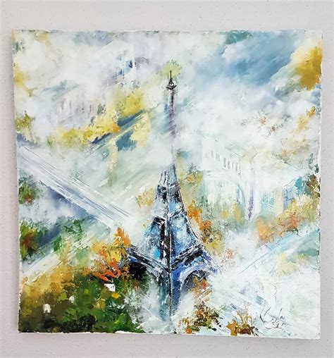 Eiffel Tower Abstract Painting Original Palette Knife Oil Etsy