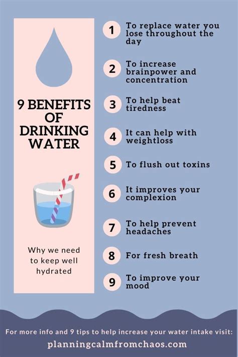 9 Benefits Of Drinking Water Planning Calm From Chaos Drink Water