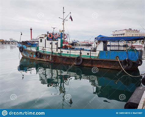 Old Rusty Fishing Boat Docked In Port Stock Image Image Of Mooring