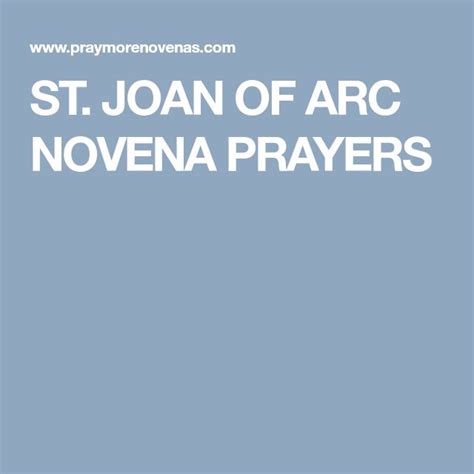 St Joan Of Arc Novena Prayers Novena Joan Of Arc Novena Prayers