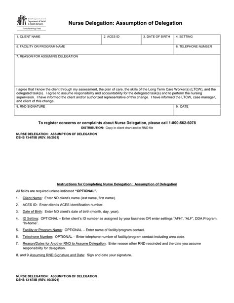 Dshs Form 13 678b Download Fillable Pdf Or Fill Online Nurse Delegation