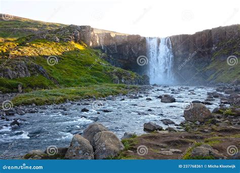 Gufufoss Waterfall On The Way To Seydisfjordur Town At East Iceland