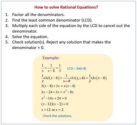 Solving Rational Equations Video Lessons Examples Solutions