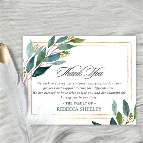 Sympathy Thank You Card Template Printable With Your