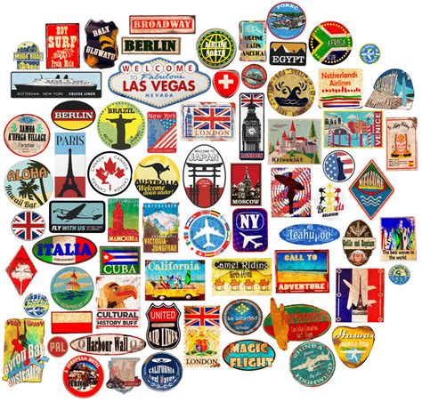 Luggage Stickers Suitcase Patches Vintage Travel Labels Retro Style