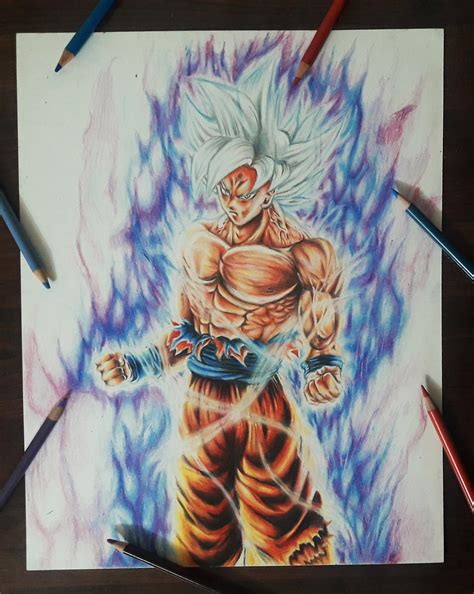 Fanart Goku Mastered Ultra Instinct Color Pencil Drawing Ranime