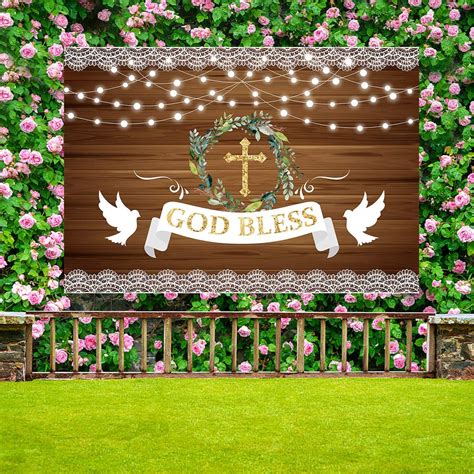Buy God Bless Baptism Theme Party Photography Backdrop Rustic Wood