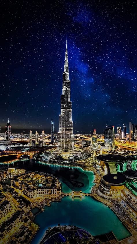 Burj Khalifa City Dubai Night Life Hd Phone Wallpaper Peakpx