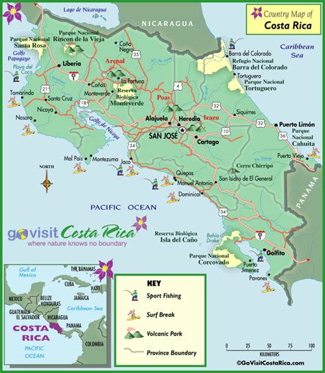 Costa Rica Map Costa Rica Go Visit Costa Rica