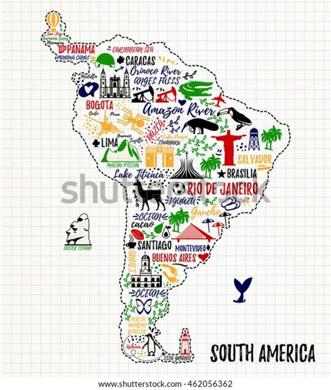 Typography Poster South America Map South Stock Vector Royalty Free