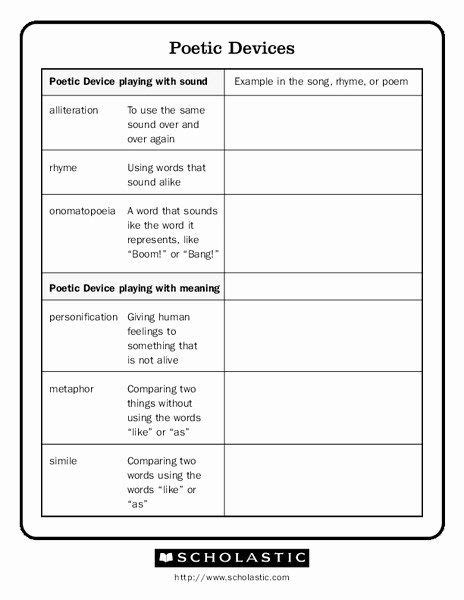 Literary Devices Worksheet With Answers