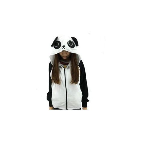 Panda Print Hooded Jacket 33 Liked On Polyvore Featuring Tops