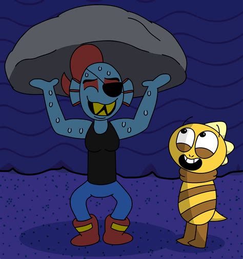 Undyne Impresses Monster Kid By Lifting A Boulder Over Her Head