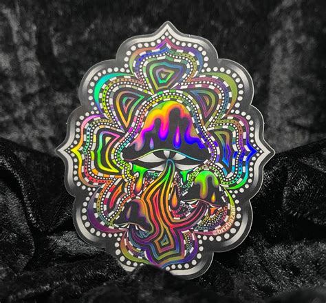 Holographic Shroomz Psychedelic Sticker Etsy