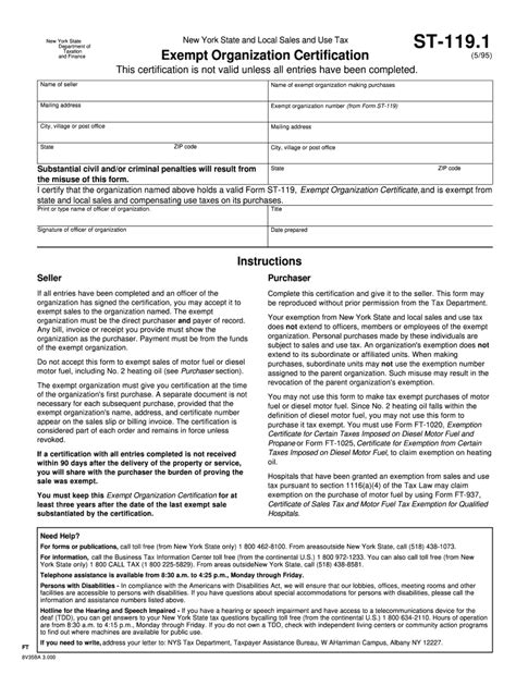 1995 Form Ny Dtf St 119 1 Fill Online Printable Fillable Blank