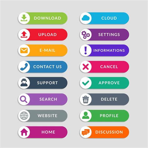 Flat Web Button Design Elements Simple Design Of Ui Web Buttons