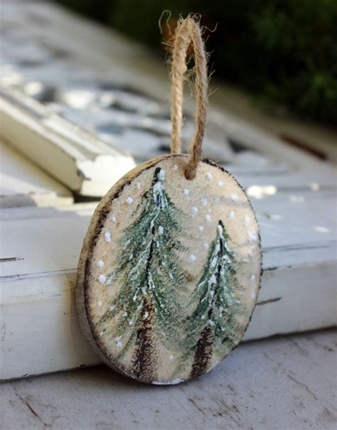 Evergreen Woodland Christmas Ornament Hand Painted Natural Etsy