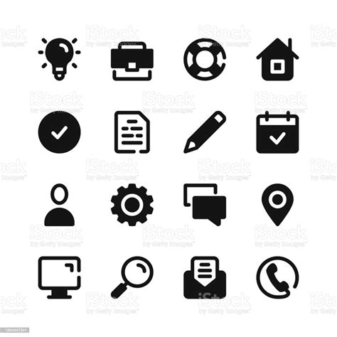 Basic Icons Black Symbols Vector Icons Set Stock Illustration