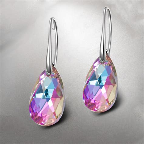 ab iridescent and clear rhinestone 4 long silver drop dangle earrings ebay