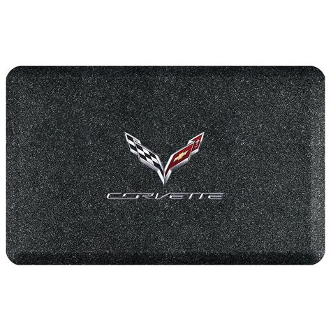 C7 Stingray Corvette Premium Garage Floor Mat With Crossed Flags Logo