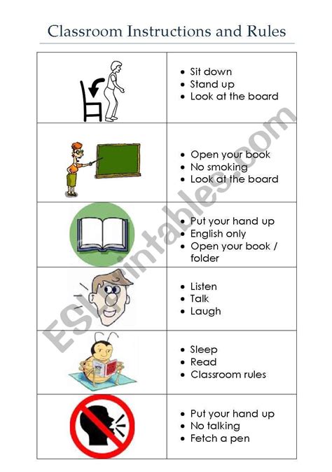 Classroom Rules And Instructions Esl Worksheet By Jpayne