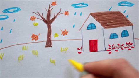 Haus zeichnen im Herbst - how to draw a house / Autumn ...