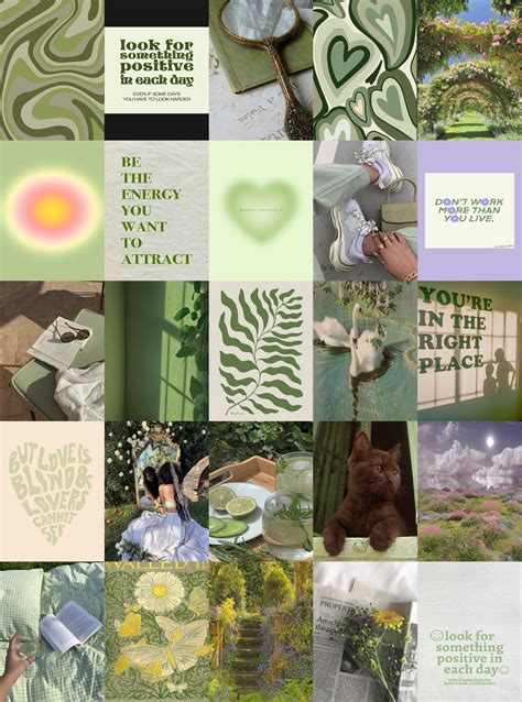 Aesthetic Green Collage Kit 100 Pcs Room Decor Digital Etsy Uk