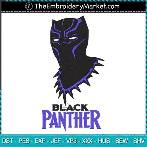 Black Panther Embroidery Designs File Avengers Machine Embroidery