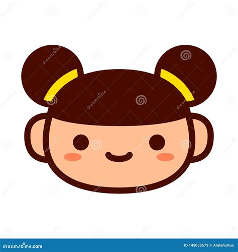 Cartoon Chinese Girl Emoji Icon Isolated Stock Vector Illustration Of