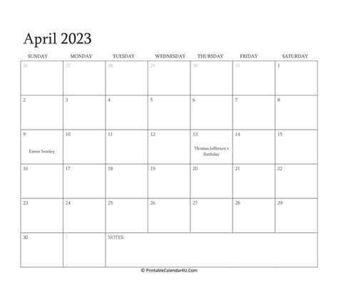 April 2023 Calendar Templates