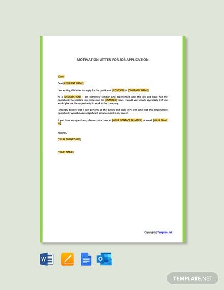 A motivation letter for job application is an introductory letter that tells in detail more about you. FREE Motivation Letter for job application l Outlook ...