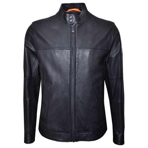 Hugo Boss Mens Black Josep2 Leather Jacket