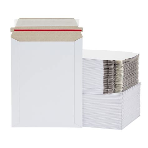 100 Pack 7x9 Rigid Cardboard Mailers That Stay Flat Self Adhesive