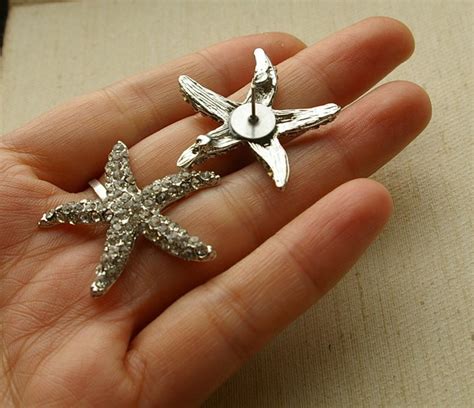 Bridal Starfish Earrings Crystal Starfish Wedding Earrings Etsy