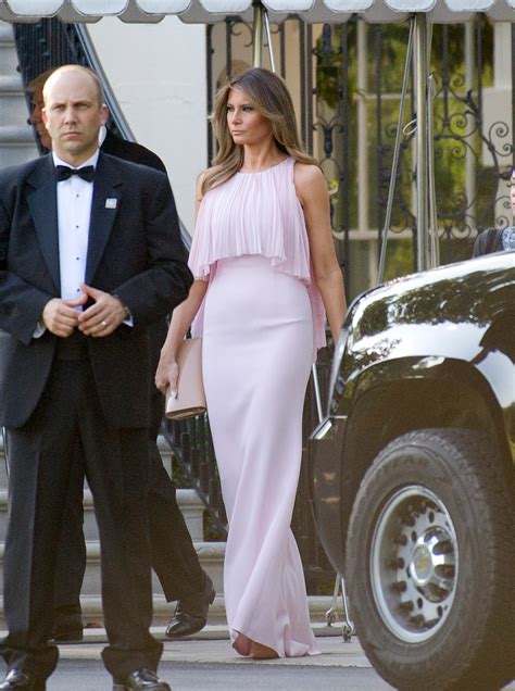 First Lady Melania Trump Wears J Mendel For Secretary Of Treasury