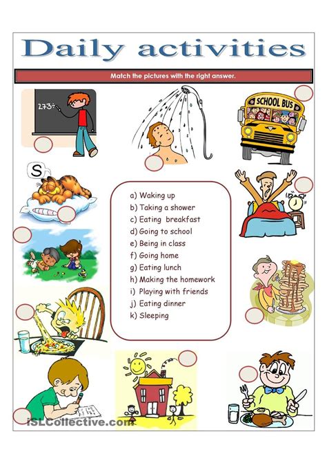Daily Activities Daily Routine Worksheet Daily Routine Activities