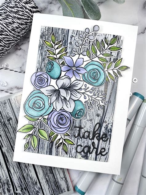 Take Care Card Floral Card Hand Made Card Thinking Of You Etsy