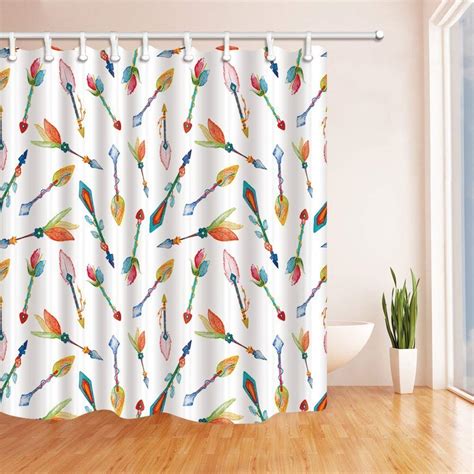 Wallpaper Boho Arrows Shower Curtain Watercolor Floral Tribal Arrows