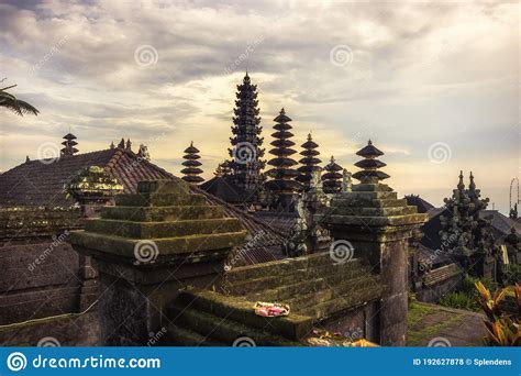 Bali Pura Besakih Temple Towers From High Viewpoint On Horizon During
