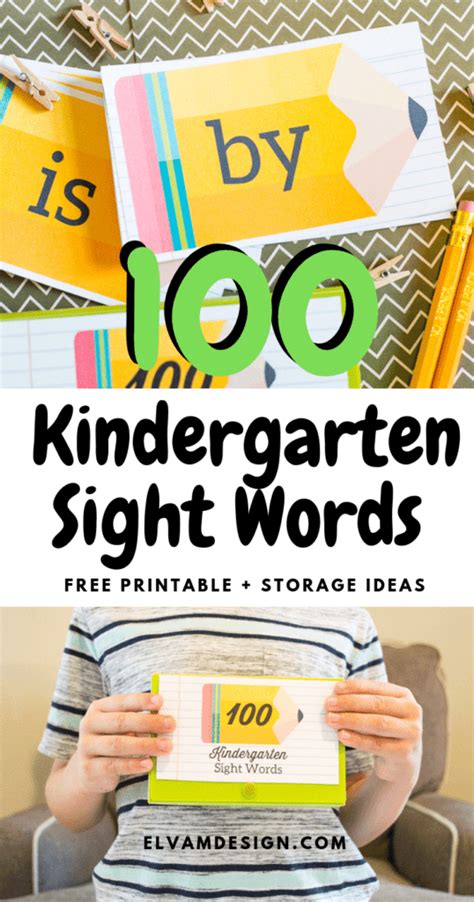 100 Kindergarten Sight Words Free Printable Elva M Design Studio