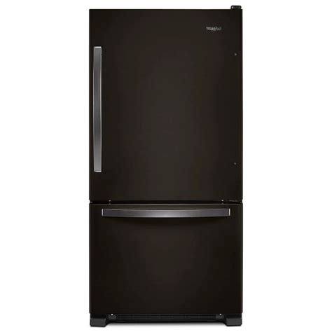 Whirlpool 33 Inch W 22 Cu Ft Bottom Freezer Refrigerator In Black