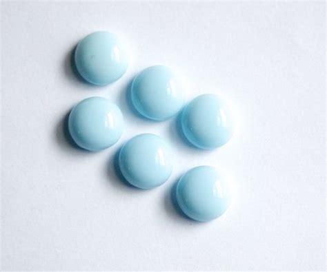 Vintage Pastel Light Blue Glass Cabochons Germany 12mm Cab056f Etsy