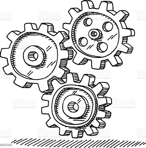 Ingranaggi Disegno Di Concetto Di Lavoro Di Squadra Immagini