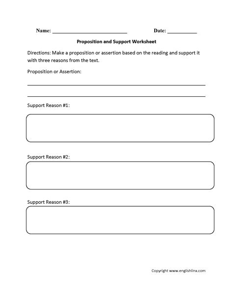 Graphic Organizers Worksheets Proposition And Support Graphic