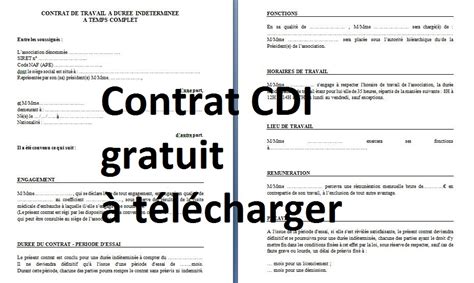model contrat cdi gratuit - Modele de lettre type