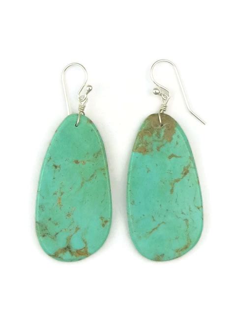 Turquoise Slab Earrings By Ronald Chavez Er Southwest Silver