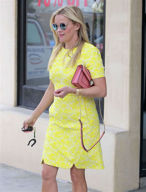 Reese Witherspoon In Yellow Dress Shopping In Los Angeles Gotceleb