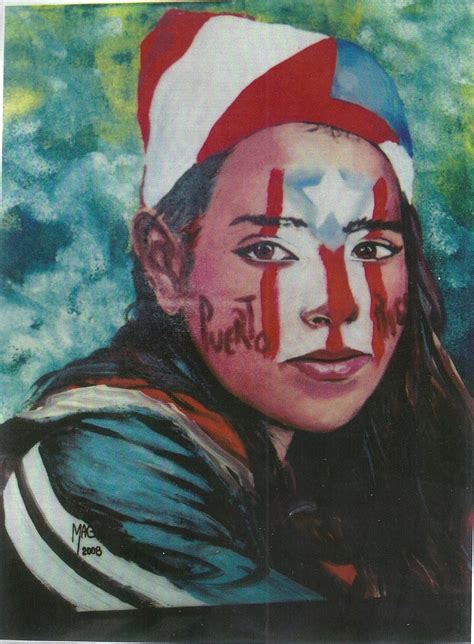 Pintor Magaez Rostro Mujer Boricua Con Bandera De Puerto Rico